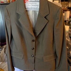 Tahari Women's Brown Pinstripe Blazer & Skirt